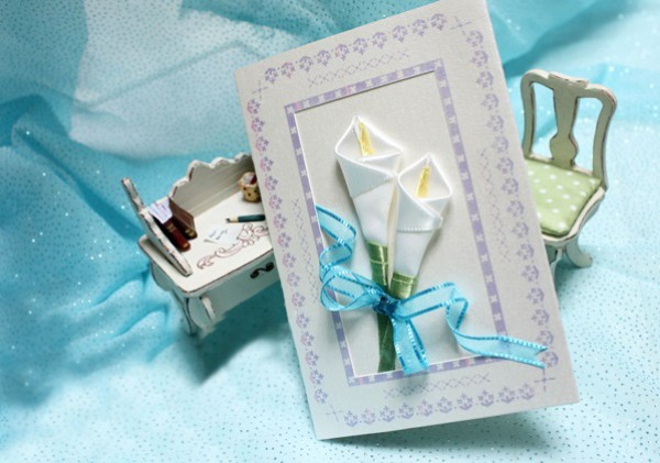 Cách làm thiệp hoa ruy-băng đơn giản mà đẹp 8 thiệp hoa ruy băng handmade - hình minh họa 7