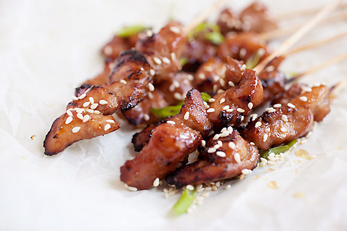 gà tẩm mật ong nướng xiên