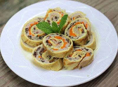 Trứng hấp cuộn vân mây kiểu Hàn Quốc Bí Quyết Làm Trứng Hấp Cuộn Vân
