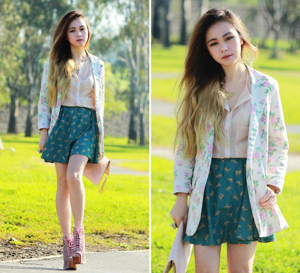 Blazer hoa rực rỡ từ đường phố tới công sở blazer in hoa