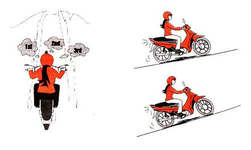 lái xe máy lên xuống dốc an toàn